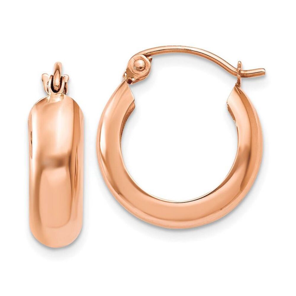 4.75mm x 15mm 14k Rose Gold Half Round Open Back Hoop Earrings
